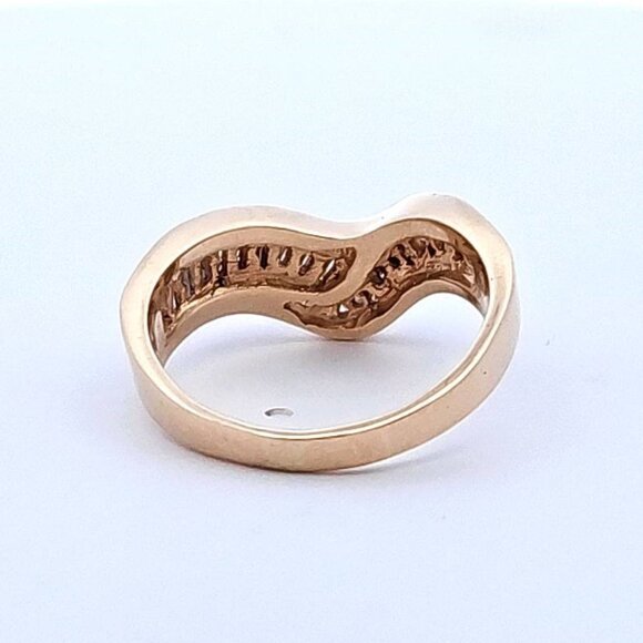 14K Yellow Gold 1.01TW Channel Set Round Baguette Diamond Chevron Ring Size 8.25 - Picture 8 of 14